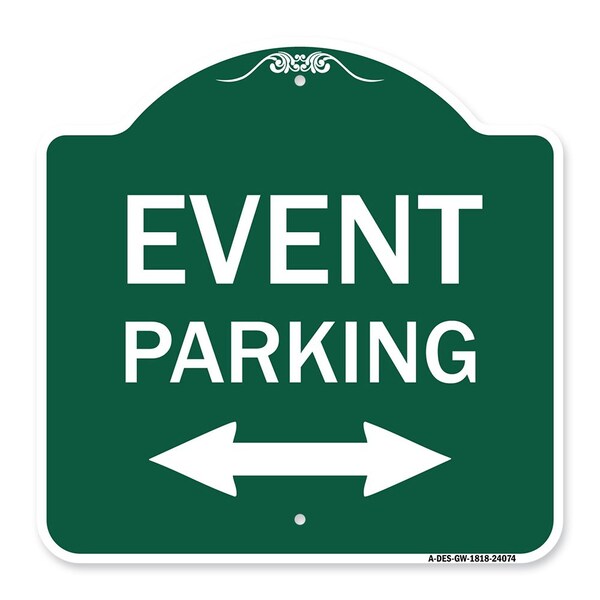 Signmission Event Parking Bidirectional Arrow, Green & White Aluminum Sign, 18" x 18", GW-1818-24084 A-DES-GW-1818-24084 - main